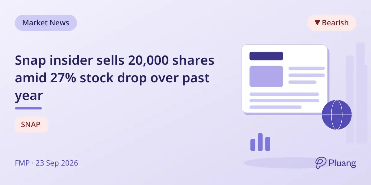 Snap insider sells 20,000 shares amid 27% stock drop over past year
