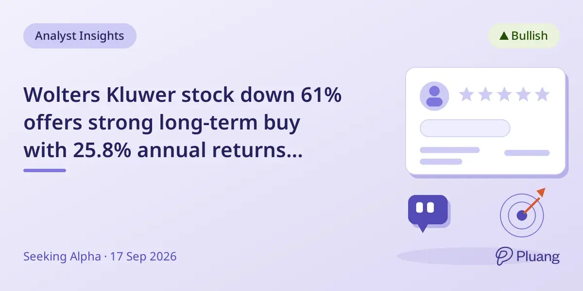 Wolters Kluwer stock down 61% offers strong long-term buy with 25.8% annual returns potential
