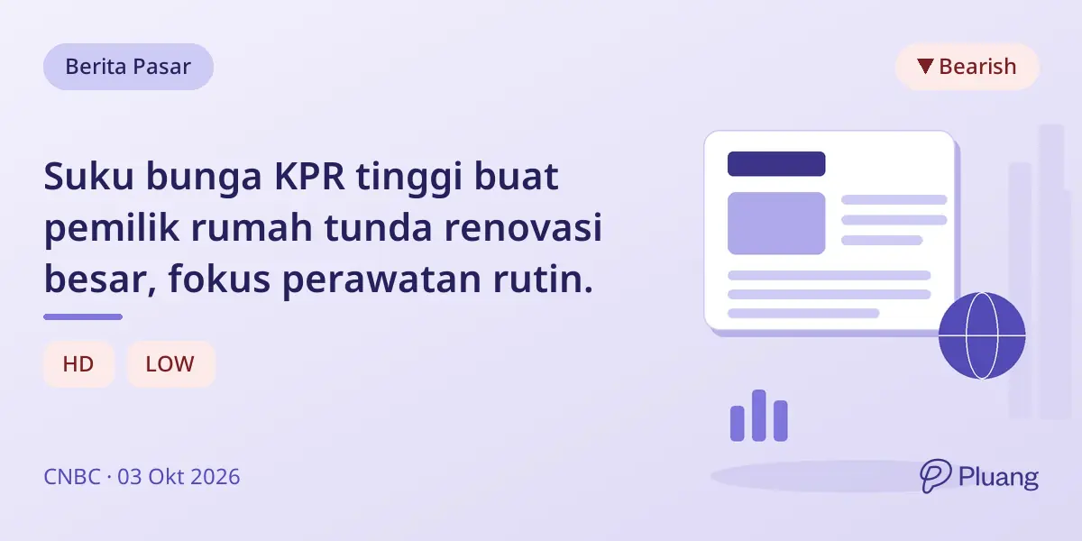 Suku bunga KPR tinggi buat pemilik rumah tunda renovasi besar, fokus perawatan rutin.