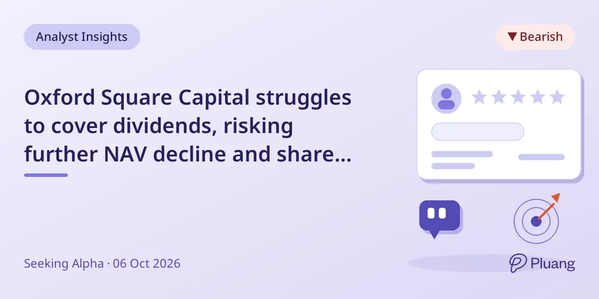 Oxford Square Capital struggles to cover dividends, risking further NAV decline and share price drop.