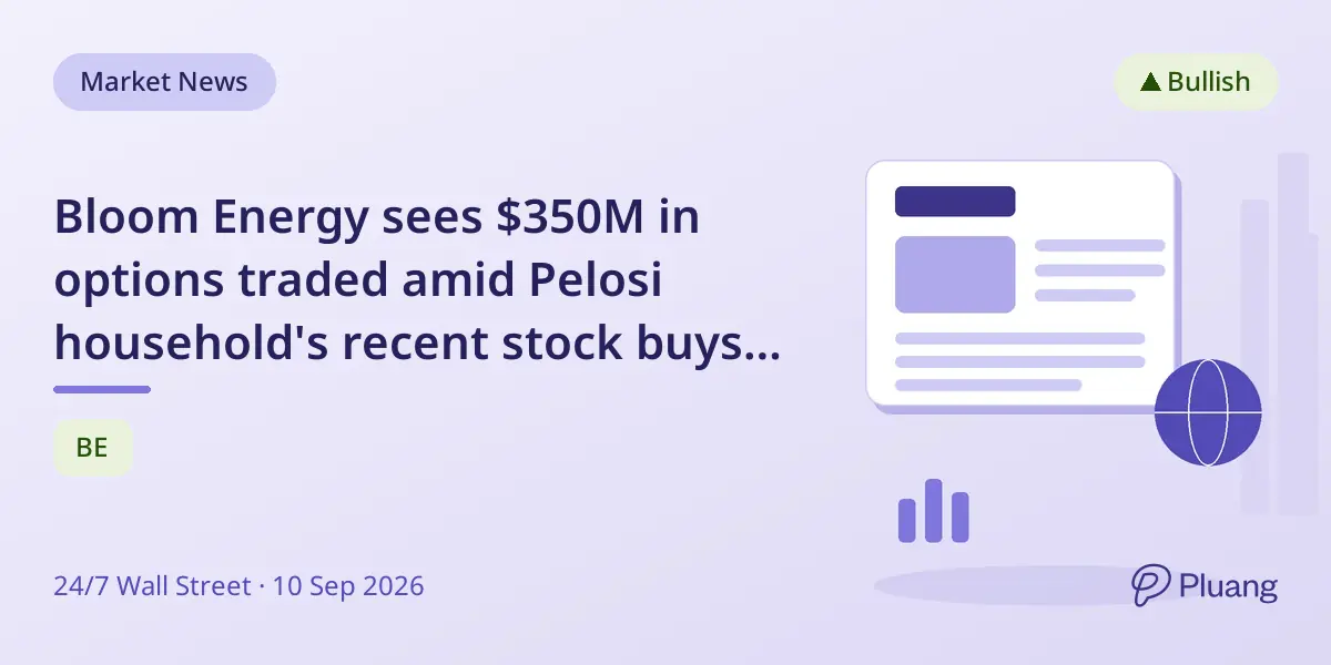 Bloom Energy sees $350M in options traded amid Pelosi household's recent stock buys and S&P 500 inclusion.
