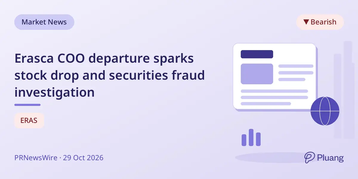 Erasca COO departure sparks stock drop and securities fraud investigation