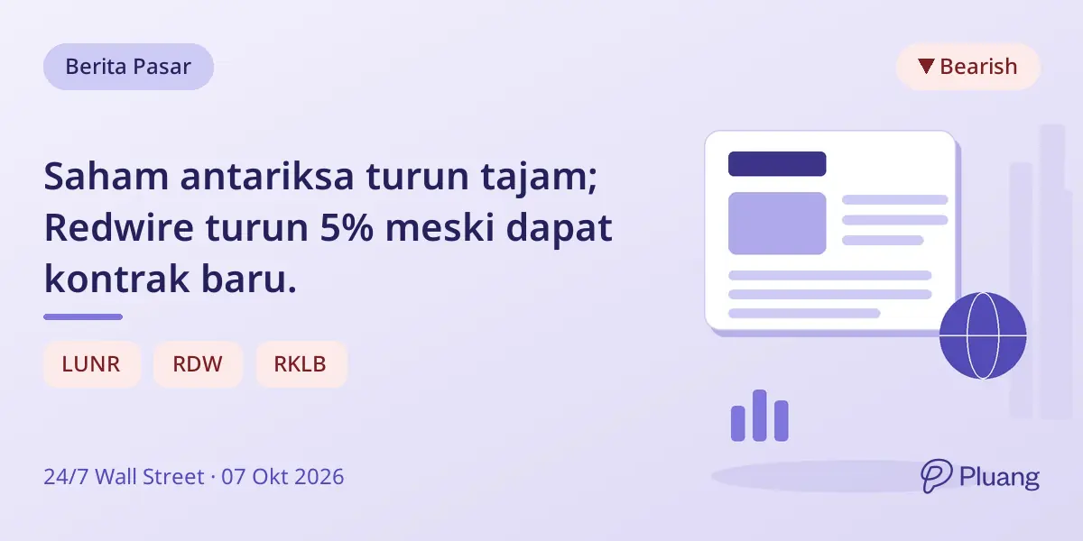 Saham antariksa turun tajam; Redwire turun 5% meski dapat kontrak baru.