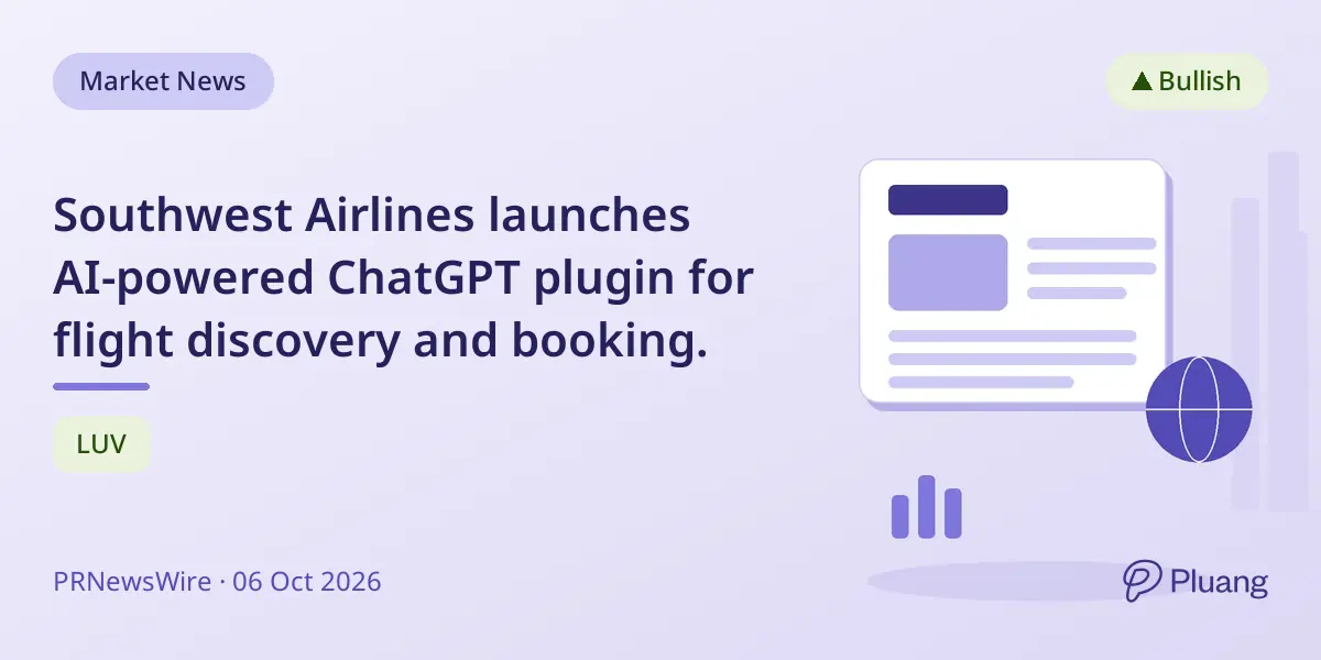 Southwest Airlines launches AI-powered ChatGPT plugin for flight discovery and booking.