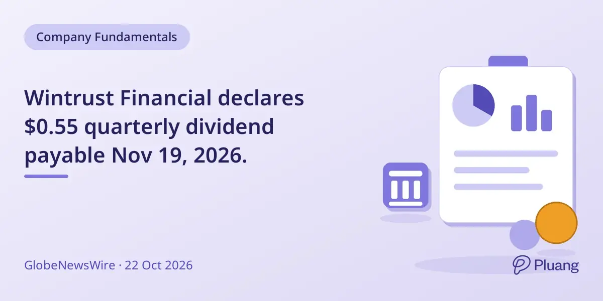 Wintrust Financial declares $0.55 quarterly dividend payable Nov 19, 2026.