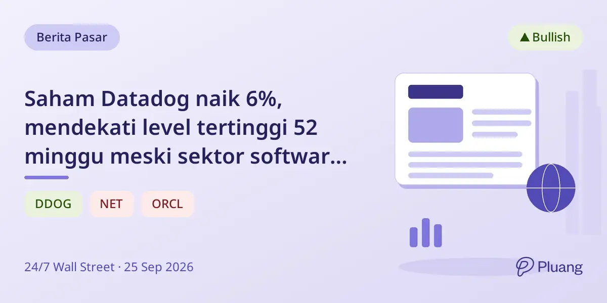 Saham Datadog naik 6%, mendekati level tertinggi 52 minggu meski sektor software melemah
