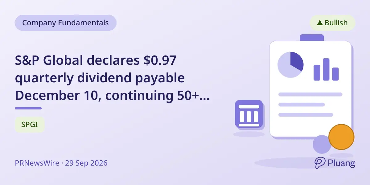 S&P Global declares $0.97 quarterly dividend payable December 10, continuing 50+ years of annual increases.