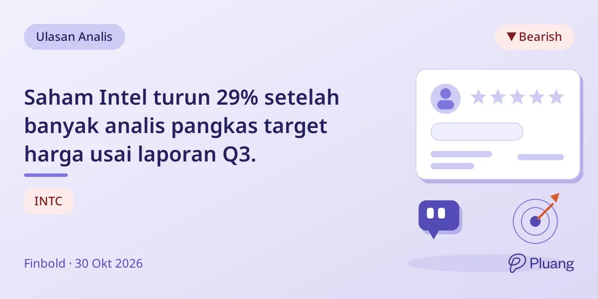 Saham Intel turun 29% setelah banyak analis pangkas target harga usai laporan Q3.