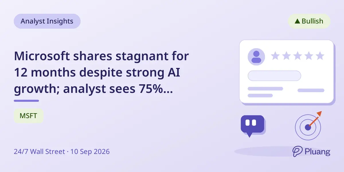 Microsoft shares stagnant for 12 months despite strong AI growth; analyst sees 75% upside soon.