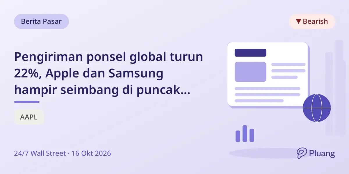 Pengiriman ponsel global turun 22%, Apple dan Samsung hampir seimbang di puncak pasar akibat kekurangan chip memori.