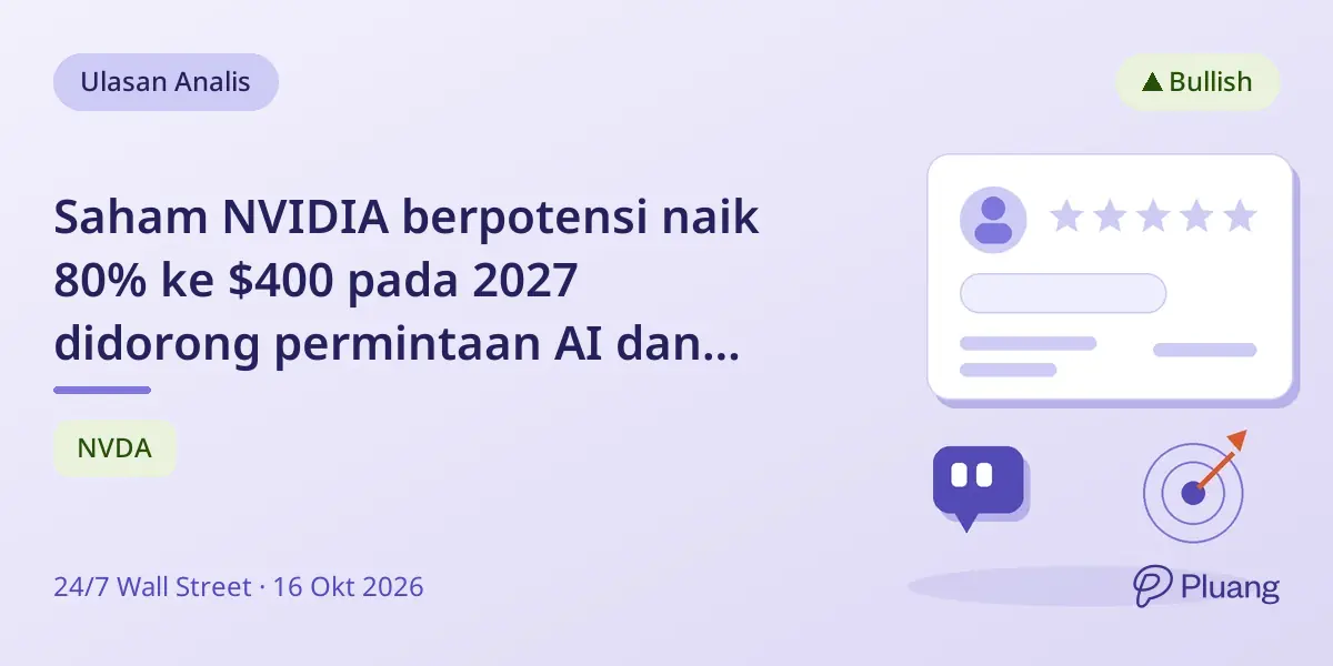 Saham NVIDIA berpotensi naik 80% ke $400 pada 2027 didorong permintaan AI dan produk baru.
