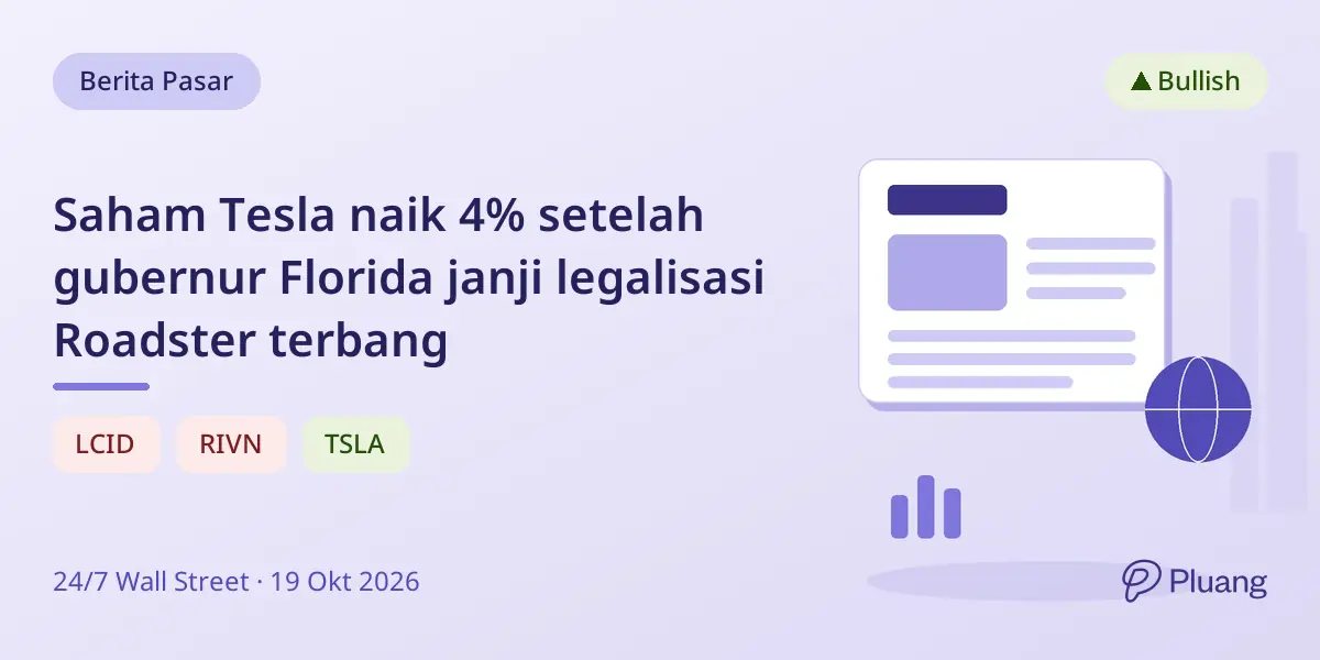 Saham Tesla naik 4% setelah gubernur Florida janji legalisasi Roadster terbang