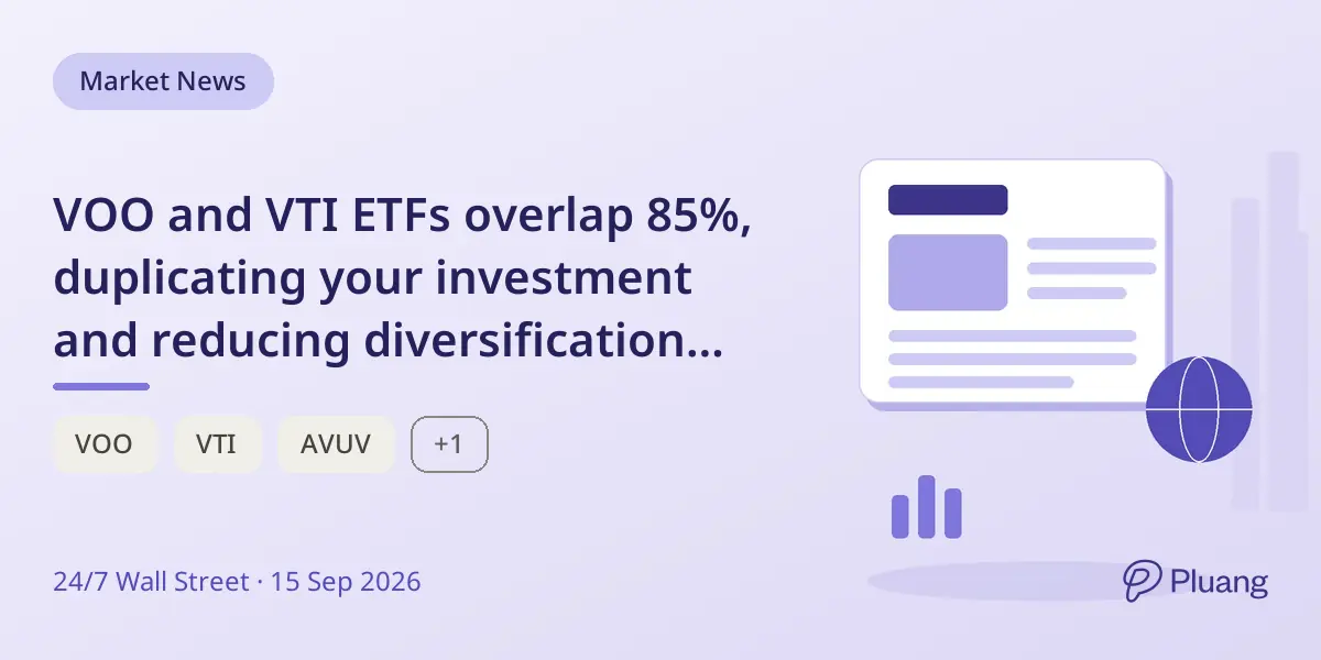 VOO and VTI ETFs overlap 85%, duplicating your investment and reducing diversification benefits.