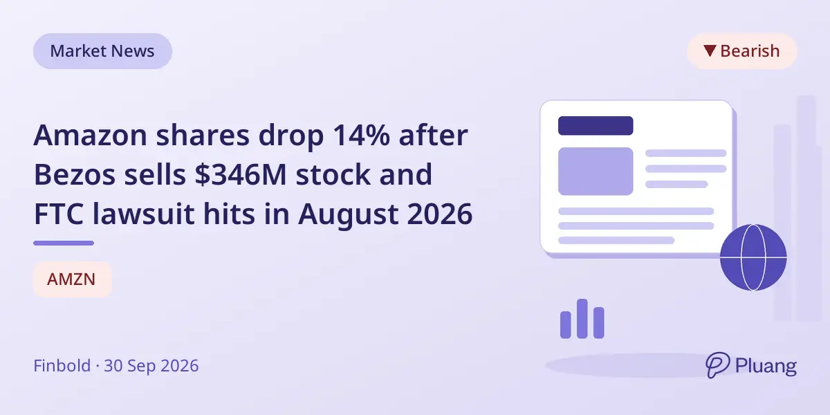 Amazon shares drop 14% after Bezos sells $346M stock and FTC lawsuit hits in August 2026