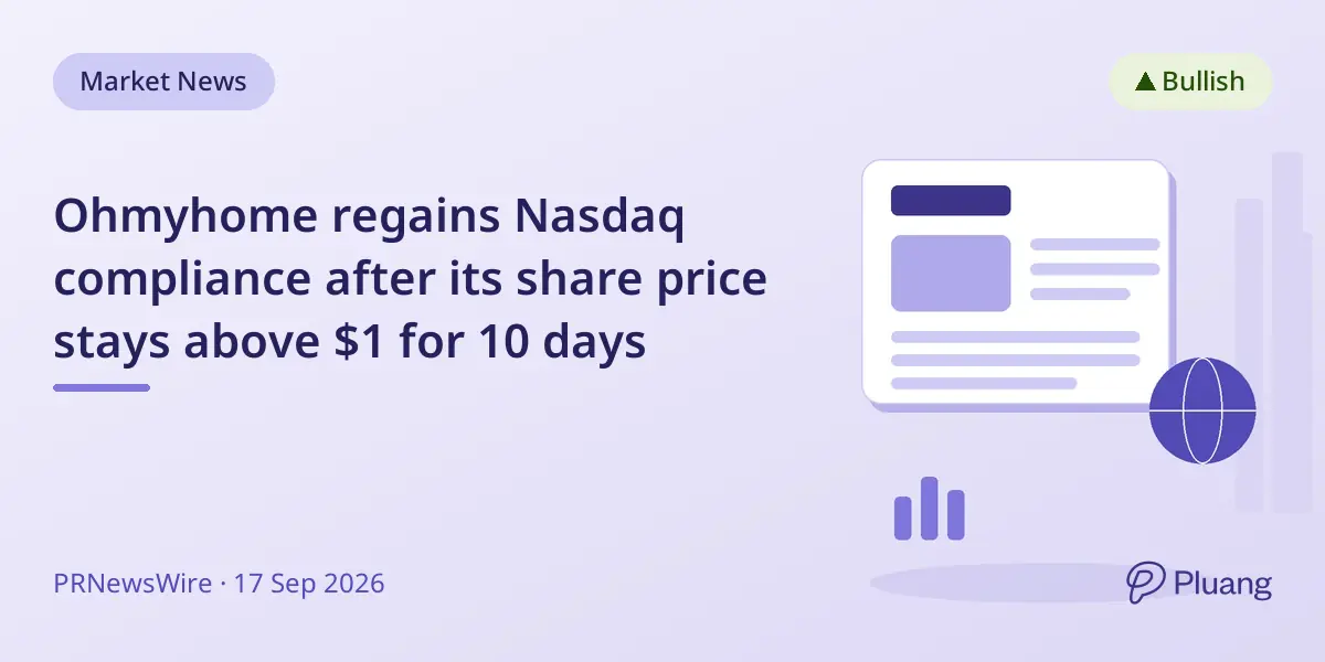 Ohmyhome regains Nasdaq compliance after its share price stays above $1 for 10 days