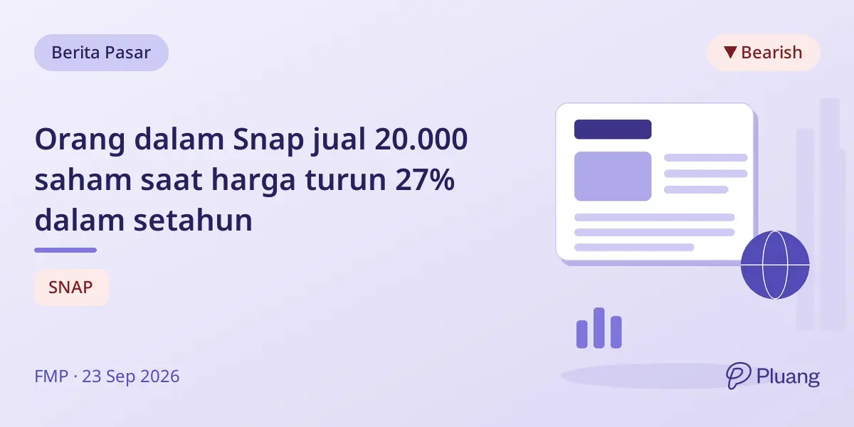 Orang dalam Snap jual 20.000 saham saat harga turun 27% dalam setahun