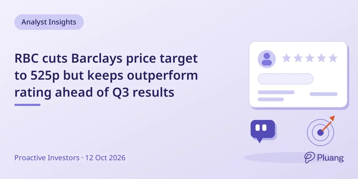 RBC cuts Barclays price target to 525p but keeps outperform rating ahead of Q3 results