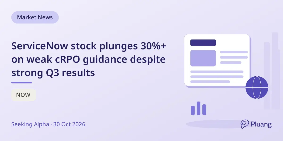 ServiceNow stock plunges 30%+ on weak cRPO guidance despite strong Q3 results