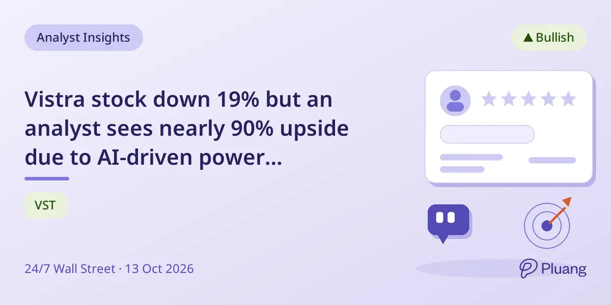 Vistra stock down 19% but an analyst sees nearly 90% upside due to AI-driven power contracts.