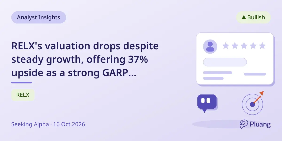 RELX's valuation drops despite steady growth, offering 37% upside as a strong GARP investment.
