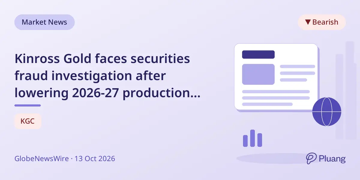 Kinross Gold faces securities fraud investigation after lowering 2026-27 production guidance.