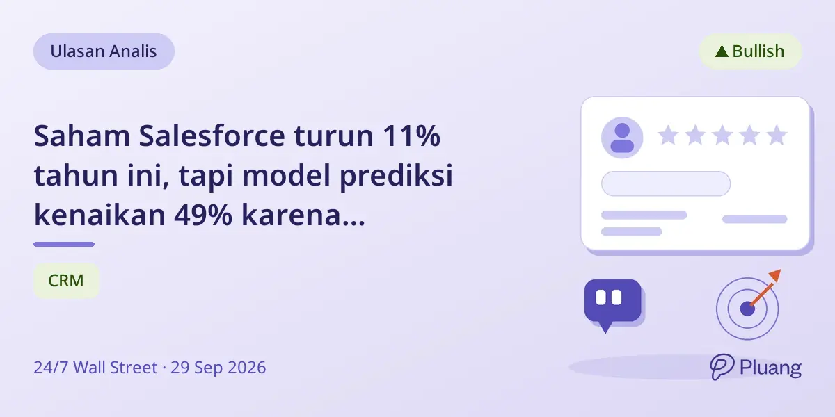 Saham Salesforce turun 11% tahun ini, tapi model prediksi kenaikan 49% karena pertumbuhan AI dan laba naik.