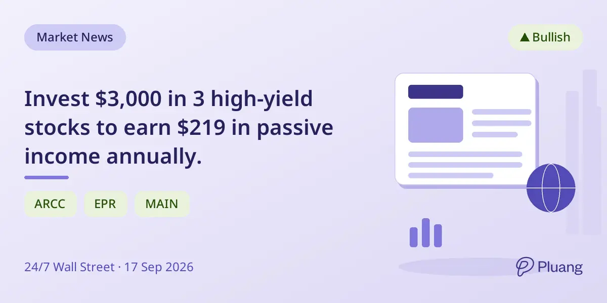 Invest $3,000 in 3 high-yield stocks to earn $219 in passive income annually.