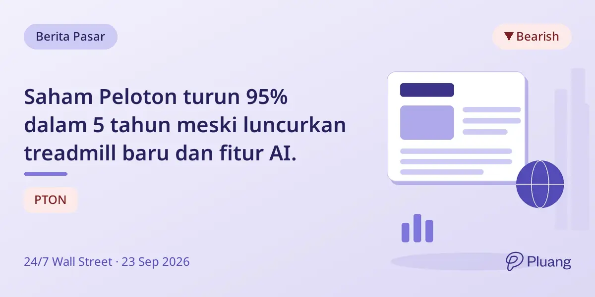 Saham Peloton turun 95% dalam 5 tahun meski luncurkan treadmill baru dan fitur AI.