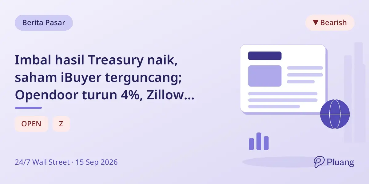 Imbal hasil Treasury naik, saham iBuyer terguncang; Opendoor turun 4%, Zillow turun 2%, Offerpad stabil.