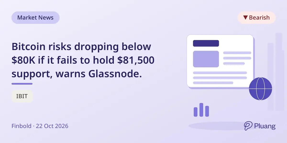 Bitcoin risks dropping below $80K if it fails to hold $81,500 support, warns Glassnode.
