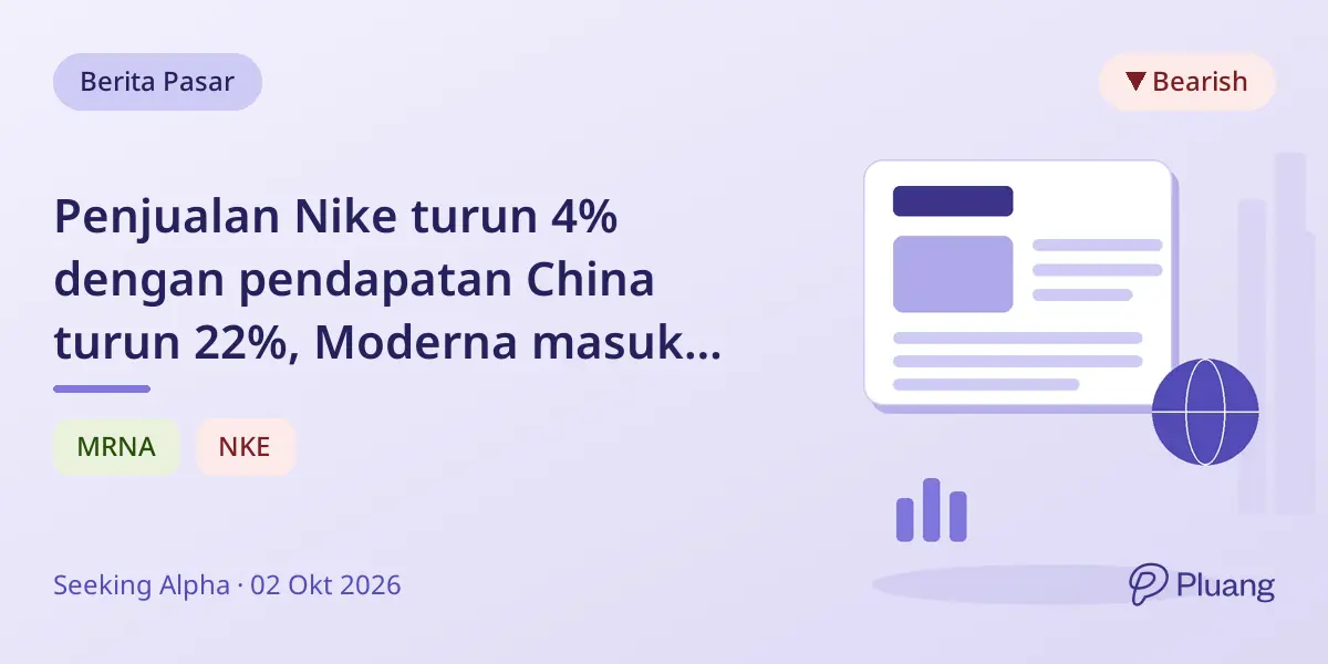 Penjualan Nike turun 4% dengan pendapatan China turun 22%, Moderna masuk Nasdaq-100, aturan laporan kredit hipotek berubah.