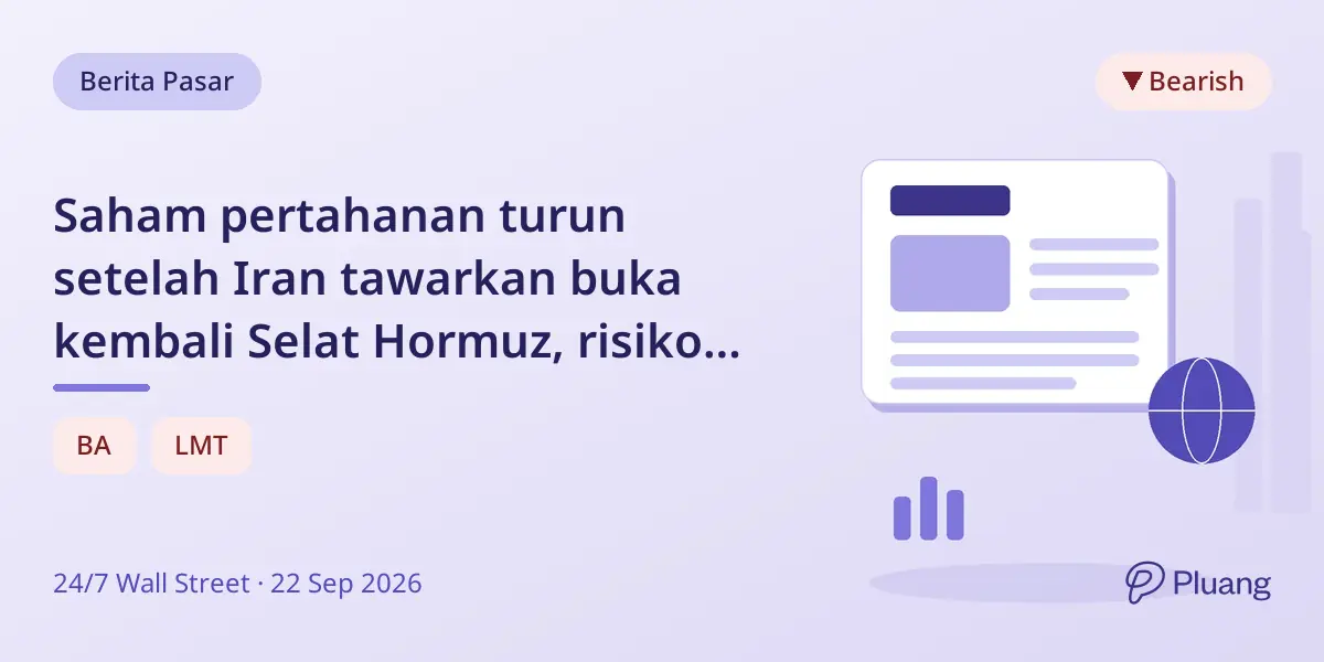 Saham pertahanan turun setelah Iran tawarkan buka kembali Selat Hormuz, risiko geopolitik mereda dan harga minyak turun.