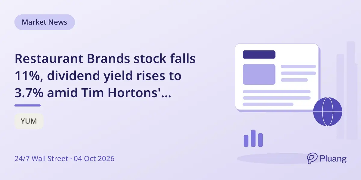 Restaurant Brands stock falls 11%, dividend yield rises to 3.7% amid Tim Hortons' Canadian sales slowdown.