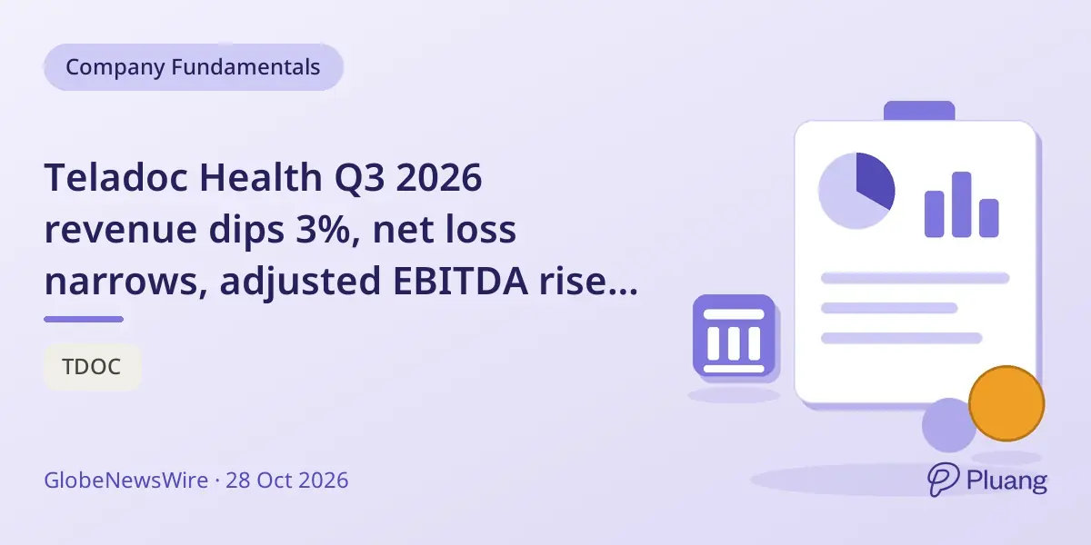 Teladoc Health Q3 2026 revenue dips 3%, net loss narrows, adjusted EBITDA rises 14%.