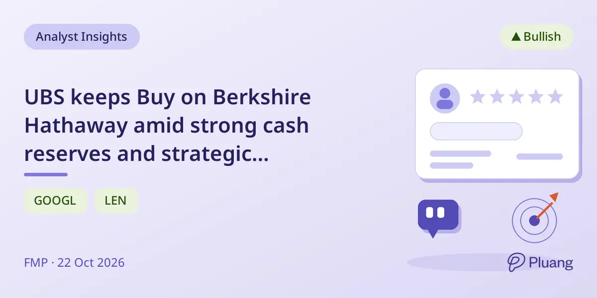 UBS keeps Buy on Berkshire Hathaway amid strong cash reserves and strategic investments.