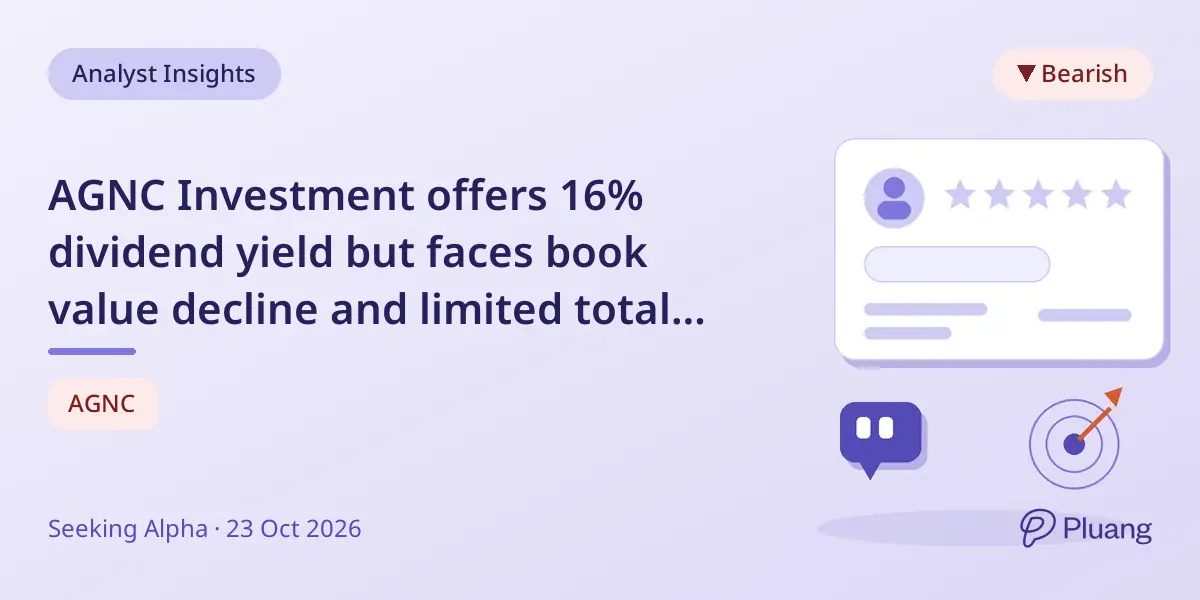 AGNC Investment offers 16% dividend yield but faces book value decline and limited total return potential.