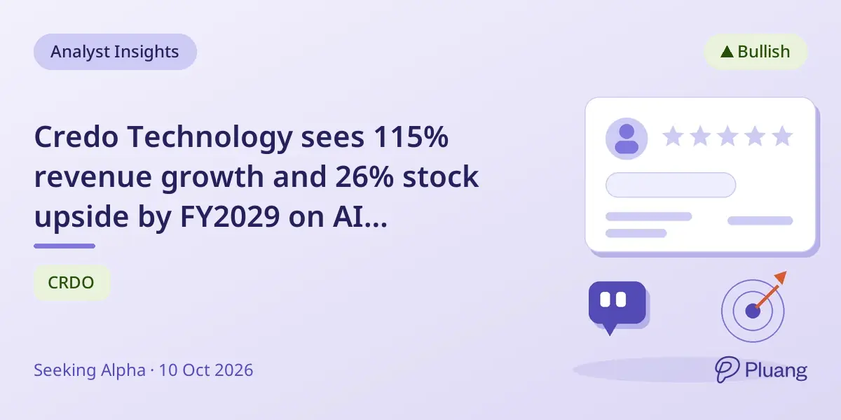 Credo Technology sees 115% revenue growth and 26% stock upside by FY2029 on AI connectivity strength.
