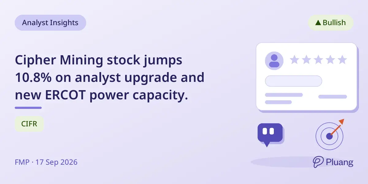 Cipher Mining stock jumps 10.8% on analyst upgrade and new ERCOT power capacity.
