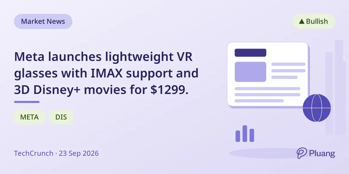 Meta launches lightweight VR glasses with IMAX support and 3D Disney+ movies for $1299.