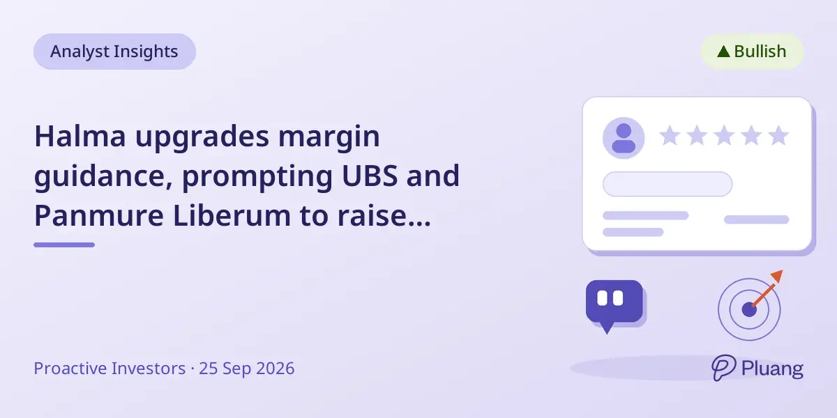 Halma upgrades margin guidance, prompting UBS and Panmure Liberum to raise forecasts and maintain buy ratings.