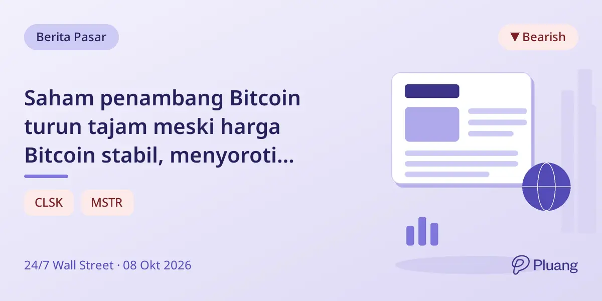 Saham penambang Bitcoin turun tajam meski harga Bitcoin stabil, menyoroti tekanan biaya operasional.