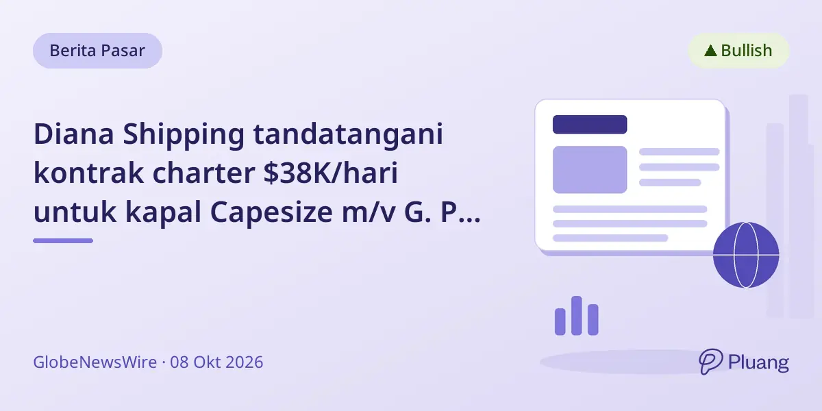 Diana Shipping tandatangani kontrak charter $38K/hari untuk kapal Capesize m/v G. P. Zafirakis hingga akhir 2027