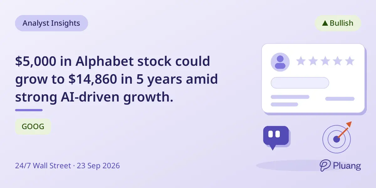 $5,000 in Alphabet stock could grow to $14,860 in 5 years amid strong AI-driven growth.