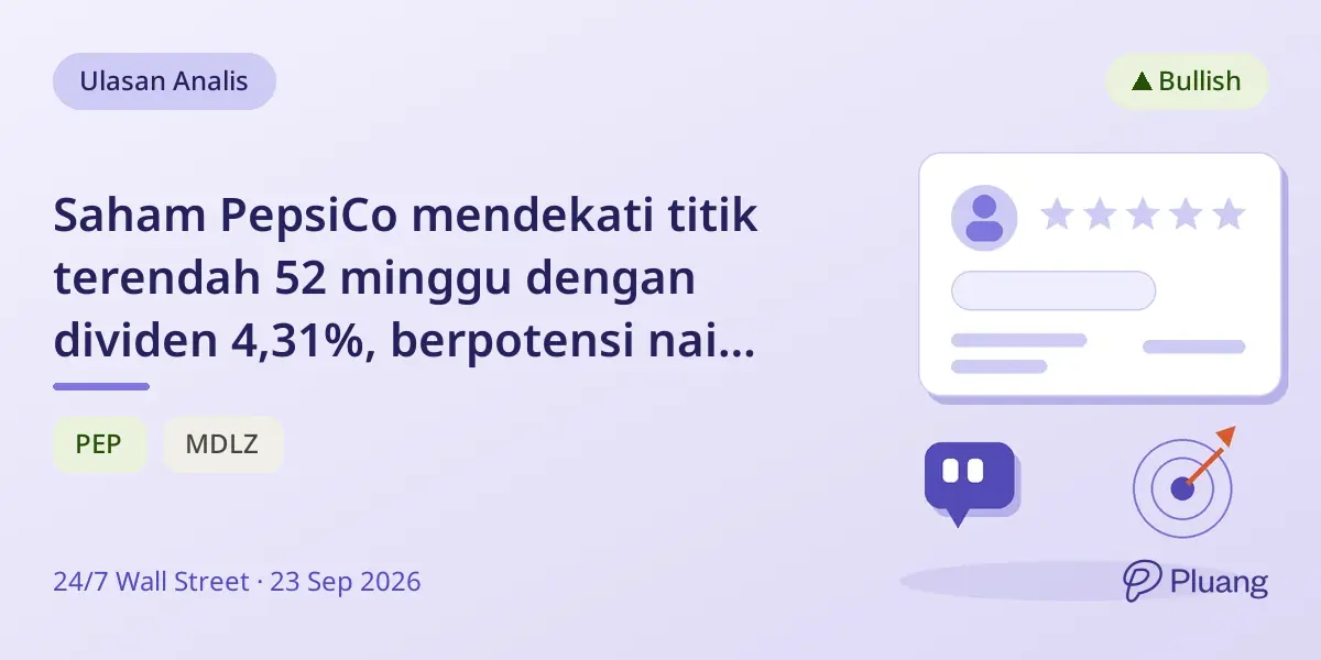 Saham PepsiCo mendekati titik terendah 52 minggu dengan dividen 4,31%, berpotensi naik 17,8% didorong pertumbuhan internasional.
