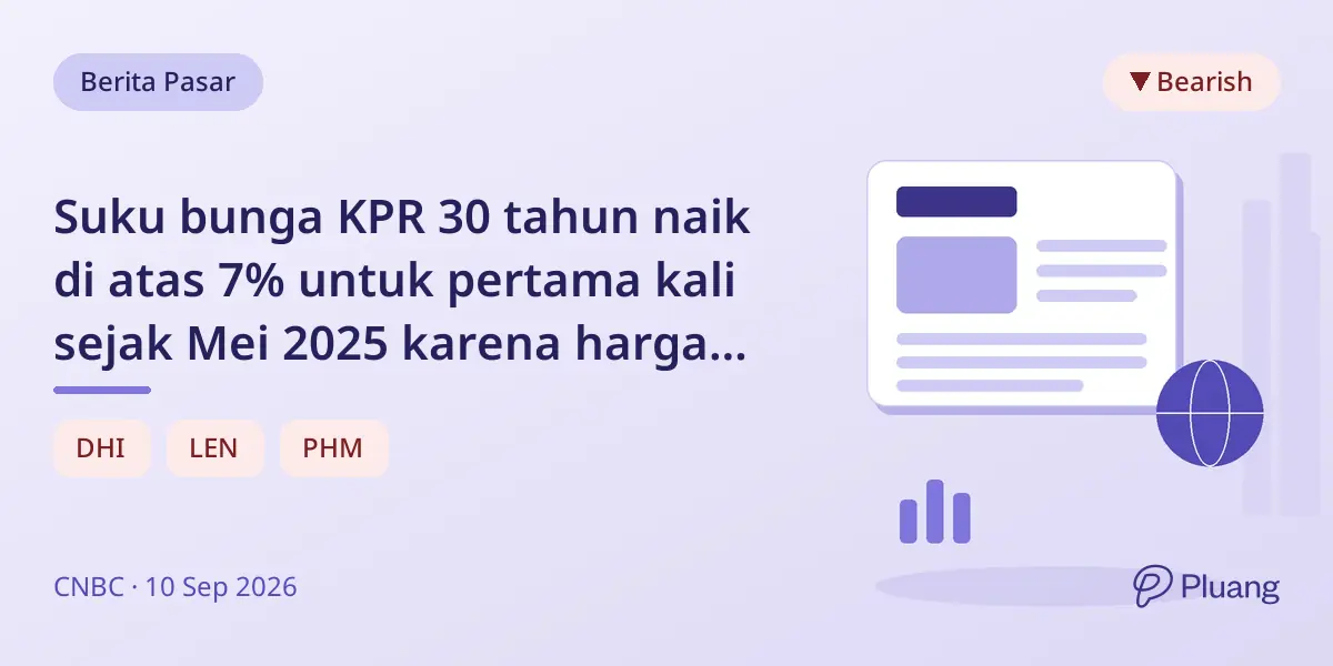 Suku bunga KPR 30 tahun naik di atas 7% untuk pertama kali sejak Mei 2025 karena harga minyak dan inflasi naik.