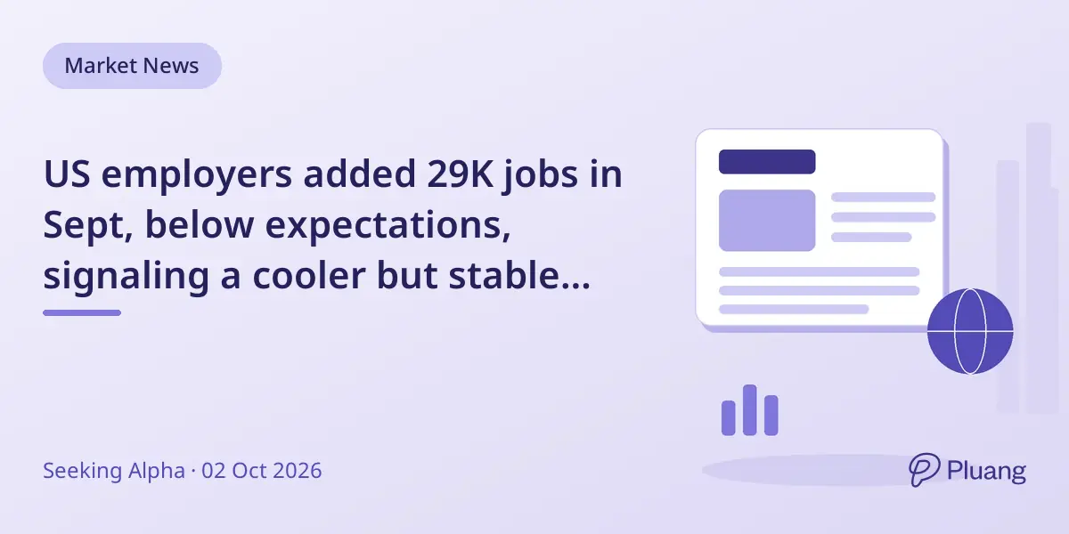 US employers added 29K jobs in Sept, below expectations, signaling a cooler but stable labor market.