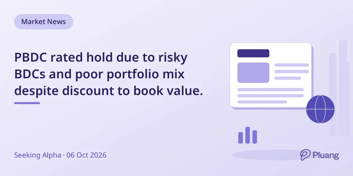 PBDC rated hold due to risky BDCs and poor portfolio mix despite discount to book value.