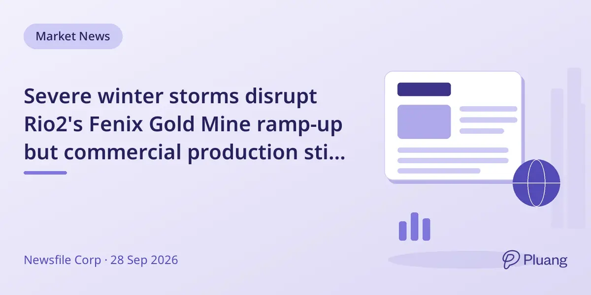 Severe winter storms disrupt Rio2's Fenix Gold Mine ramp-up but commercial production still on track for Q4.
