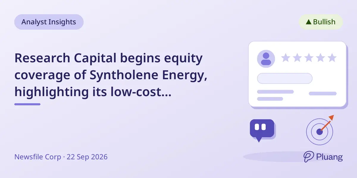 Research Capital begins equity coverage of Syntholene Energy, highlighting its low-cost synthetic fuel tech.