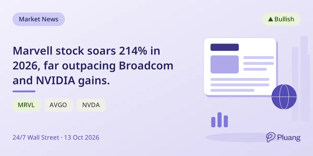 Marvell stock soars 214% in 2026, far outpacing Broadcom and NVIDIA gains.